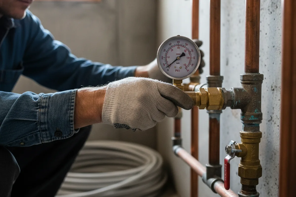 Pressure testing a repaired line during Water Line Repair in Seanor